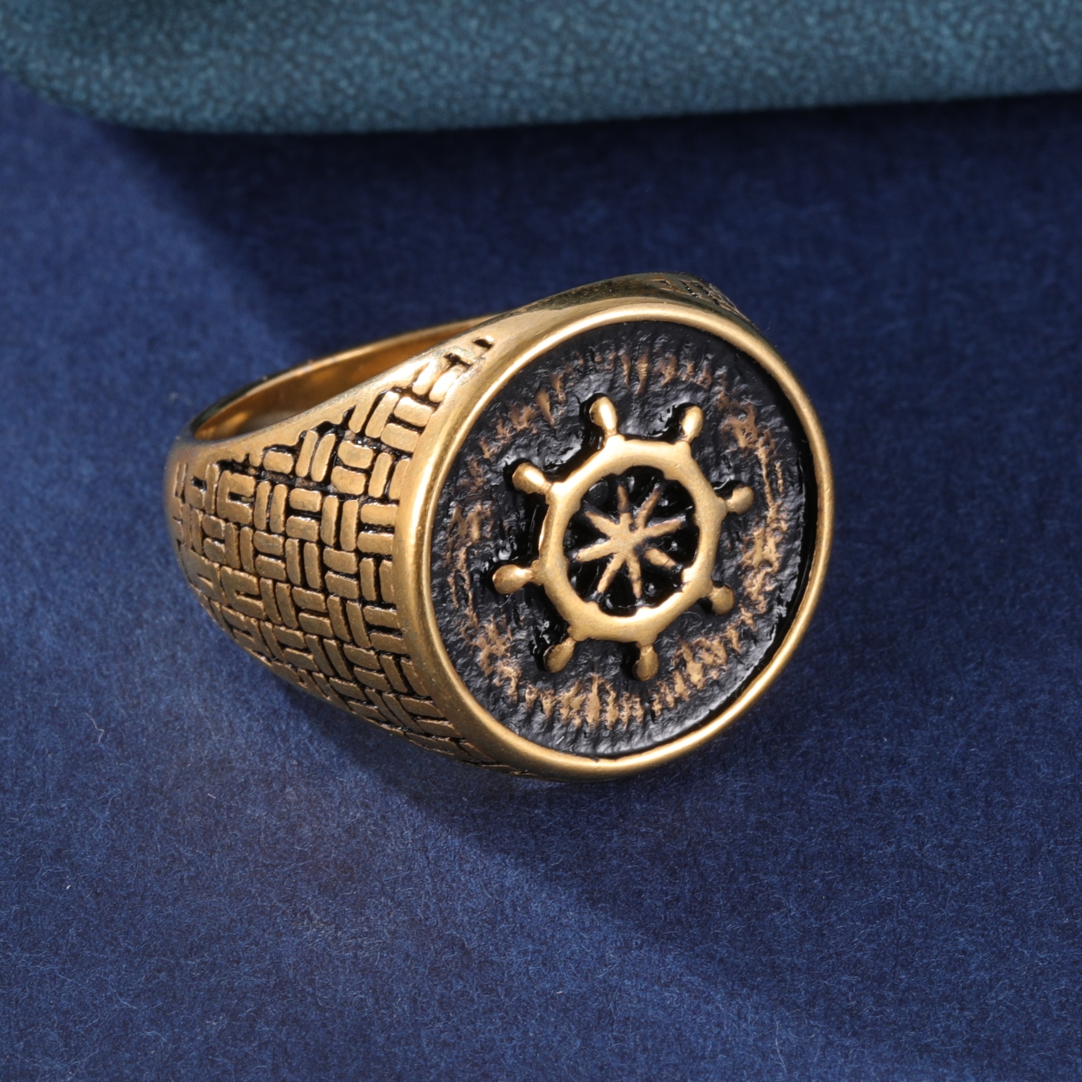 Vintage Rudder Design Stainless Steel Men's Ring丨G00795J-JinBaoJewerly
