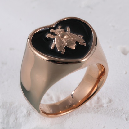 Vintage Insect Pattern Rose Hip Hop Gold Stainless Steel Ring | K07101-JinBaoJewerly