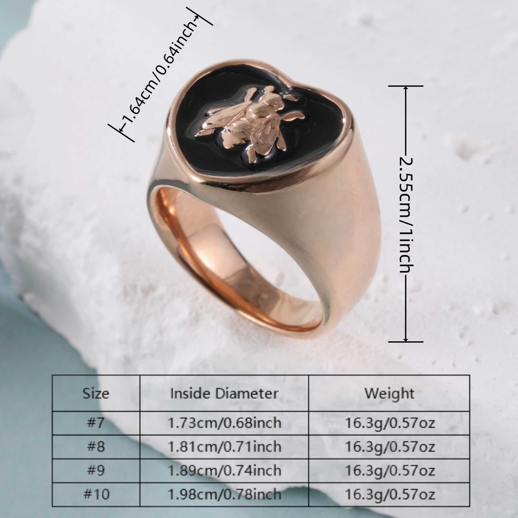 Vintage Insect Pattern Rose Hip Hop Gold Stainless Steel Ring | K07101-JinBaoJewerly