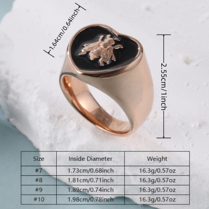 Vintage Insect Pattern Rose Hip Hop Gold Stainless Steel Ring | K07101-JinBaoJewerly