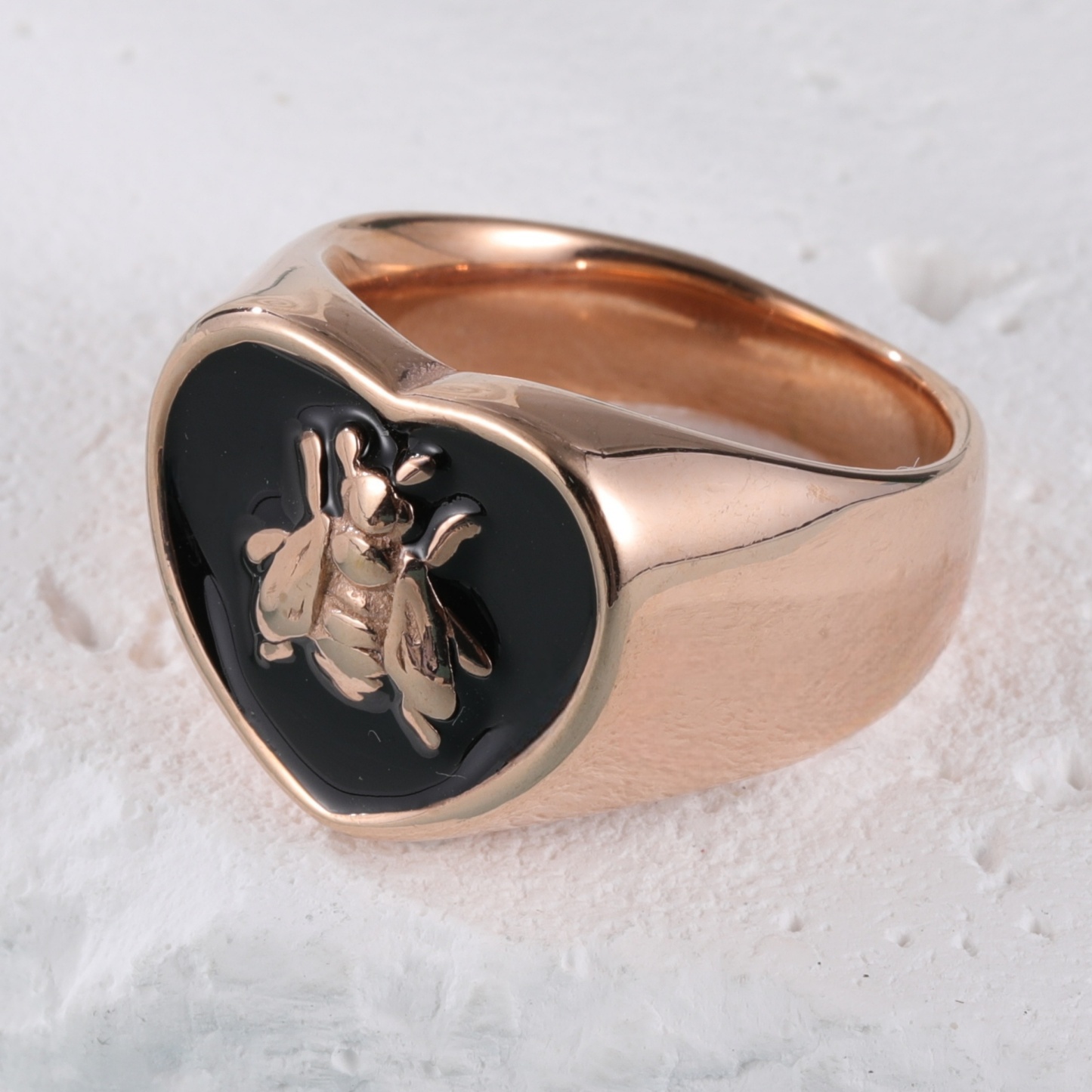 Vintage Insect Pattern Rose Hip Hop Gold Stainless Steel Ring | K07101-JinBaoJewerly