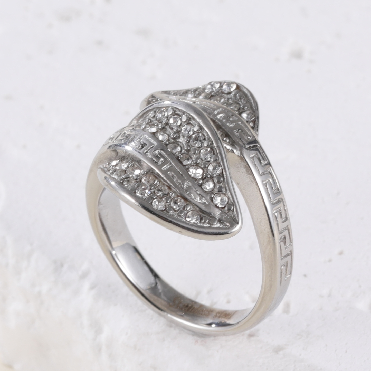 Leaf Shape Diamond Stainless Steel Women's Ring丨G003153-JinBaoJewerly