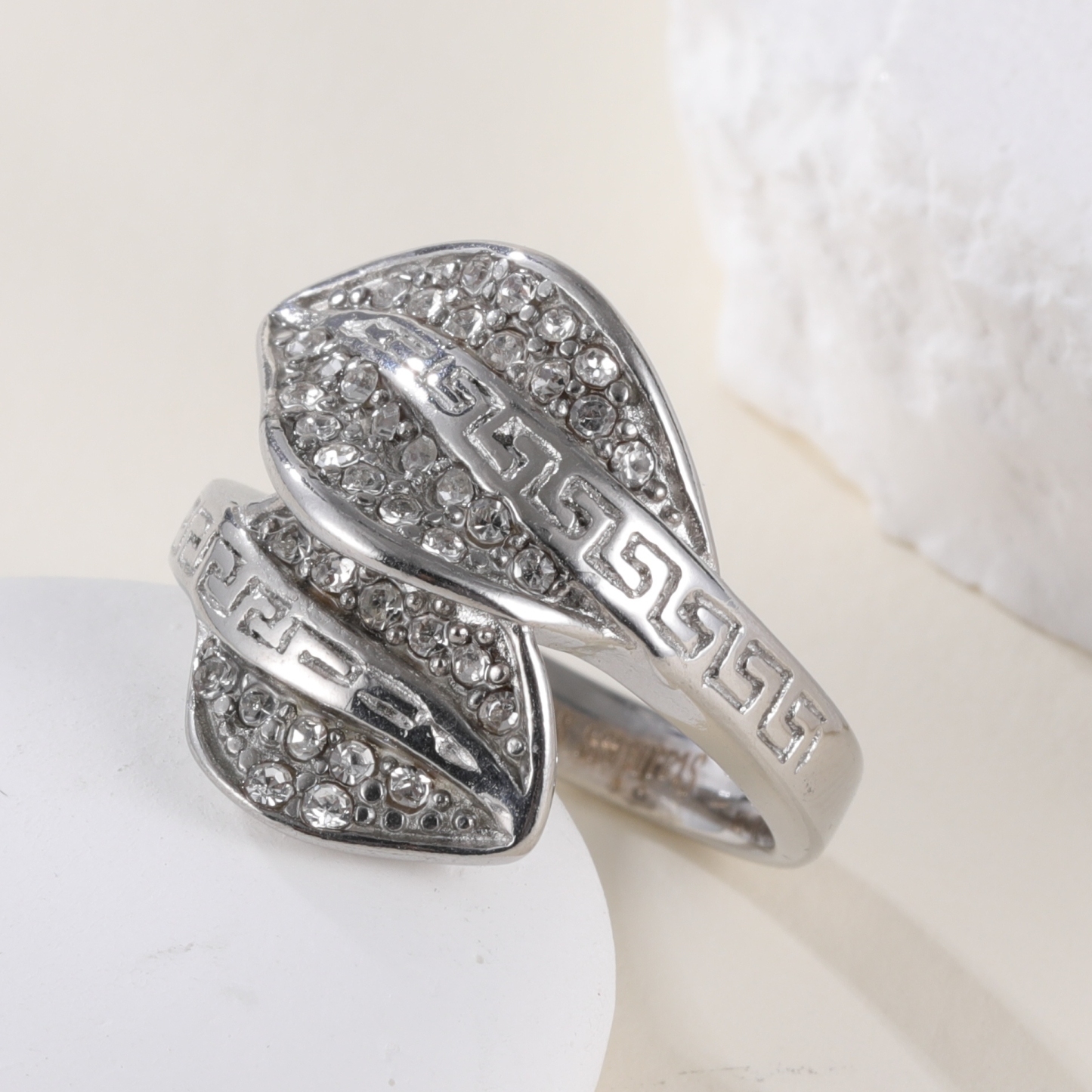 Leaf Shape Diamond Stainless Steel Women's Ring丨G003153-JinBaoJewerly