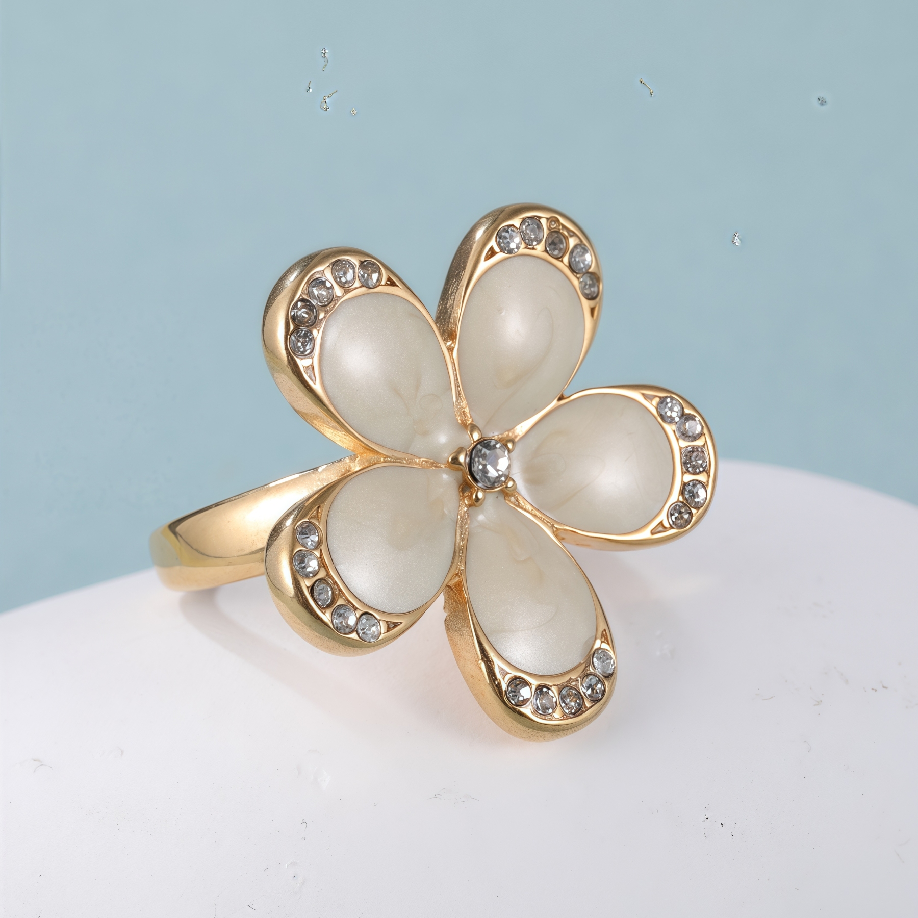 Fashion Flower Creative Design Diamond-Encrusted Stainless Steel Women's Ring丨C-310J-JinBaoJewerly