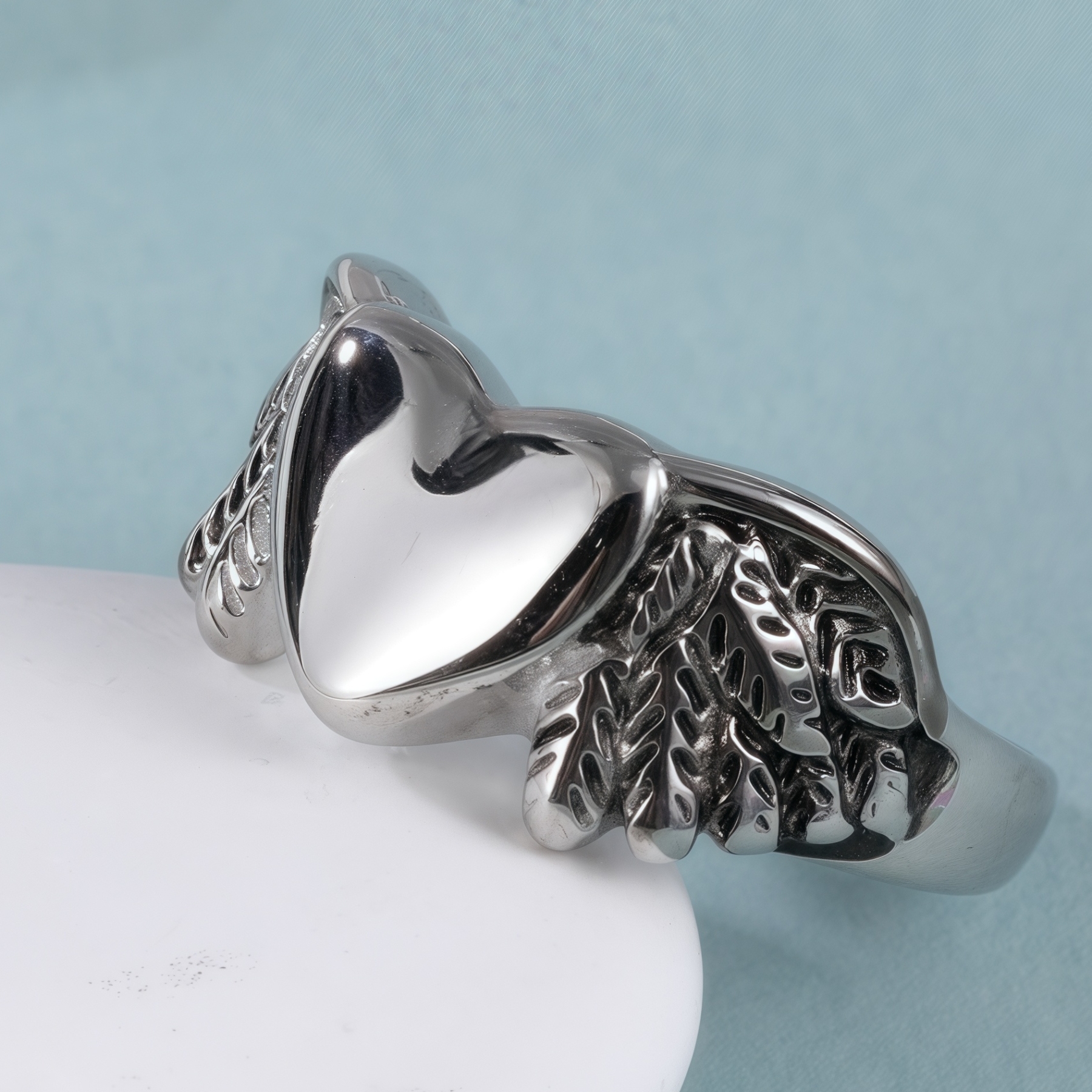 Heart and Wings Design Silver Unisex Stainless Steel Ring丨G002749-JinBaoJewerly