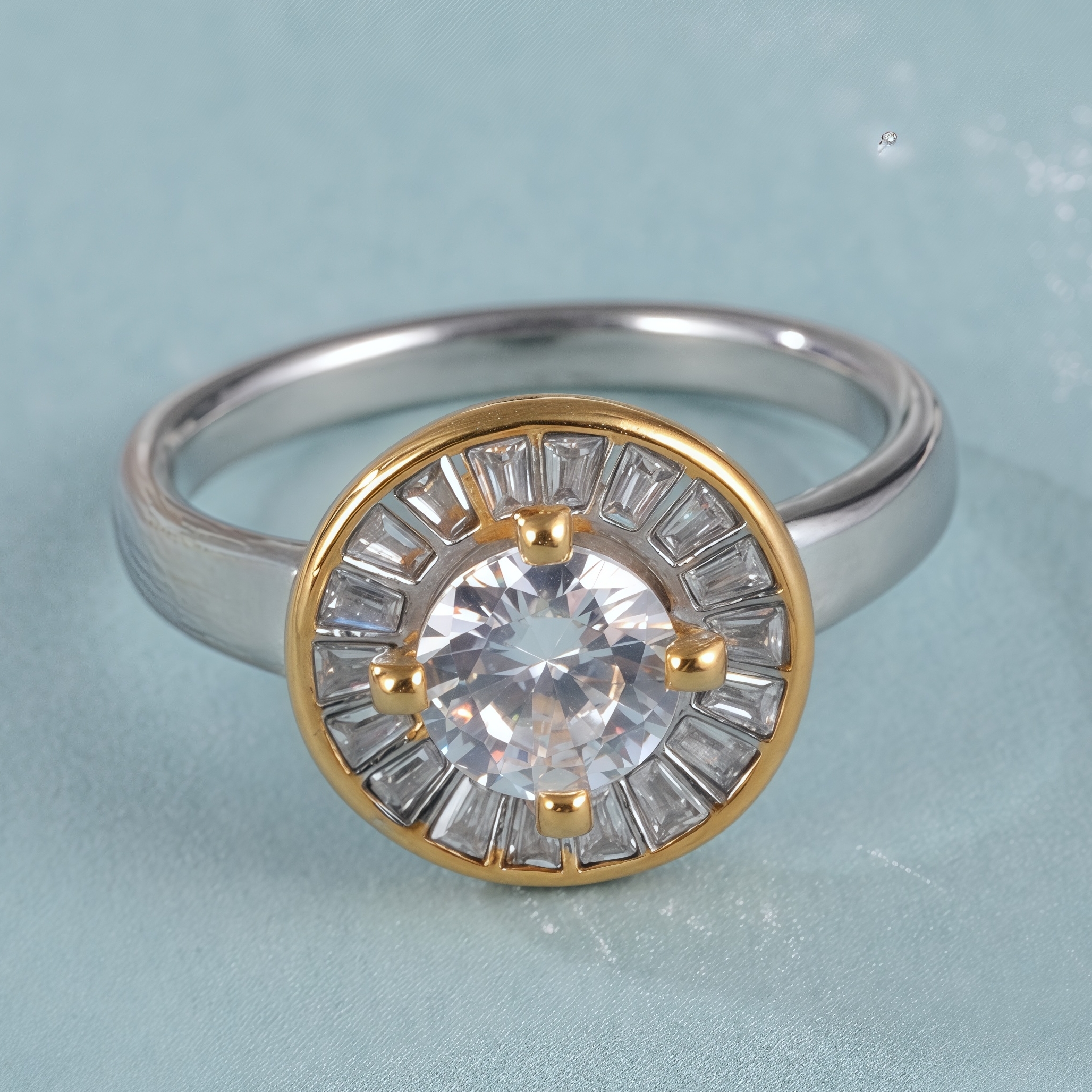 Elegant Design Round Gemstone Stainless Steel Women's Ring丨PL34G-JinBaoJewerly