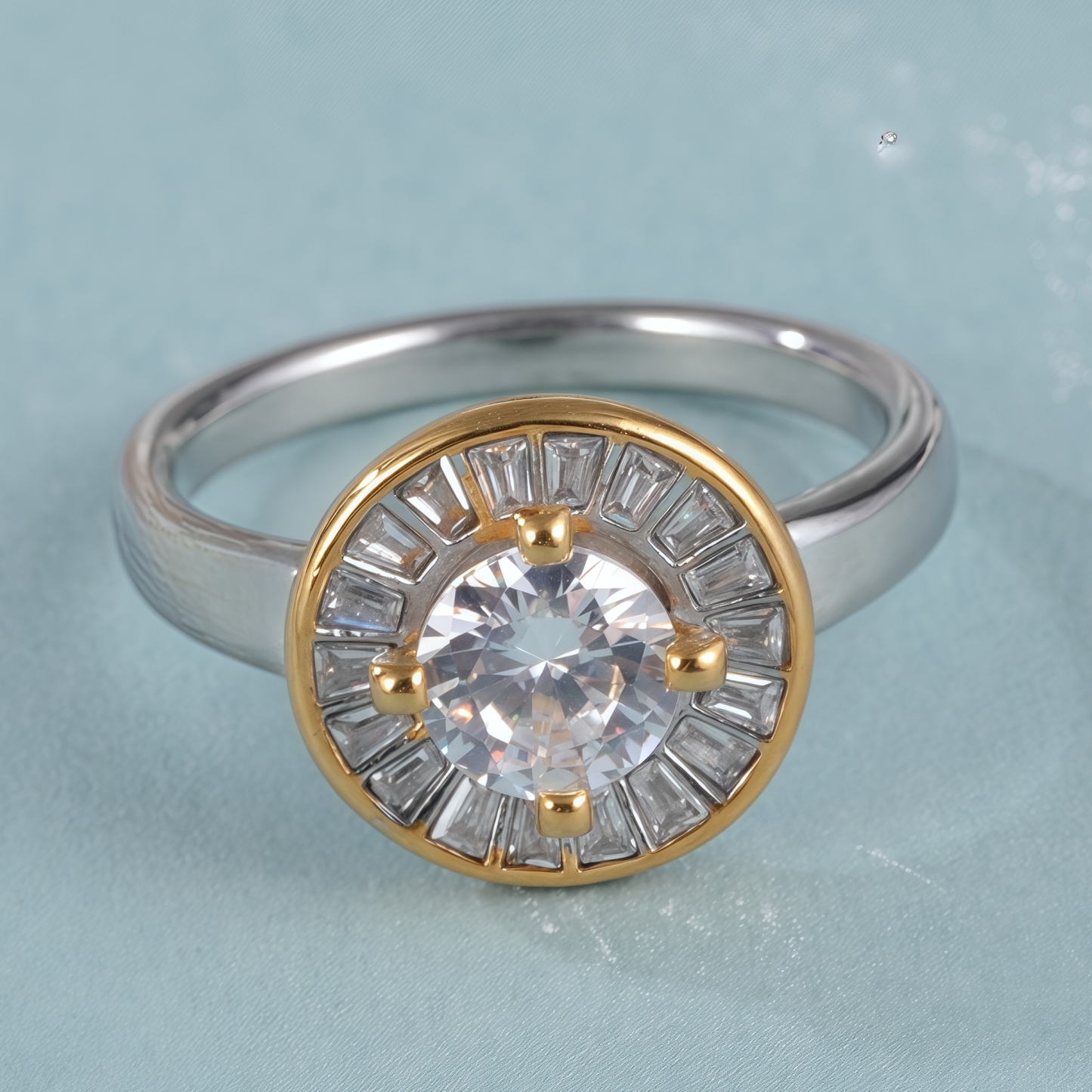 Elegant Design Round Gemstone Stainless Steel Women's Ring丨PL34G-JinBaoJewerly