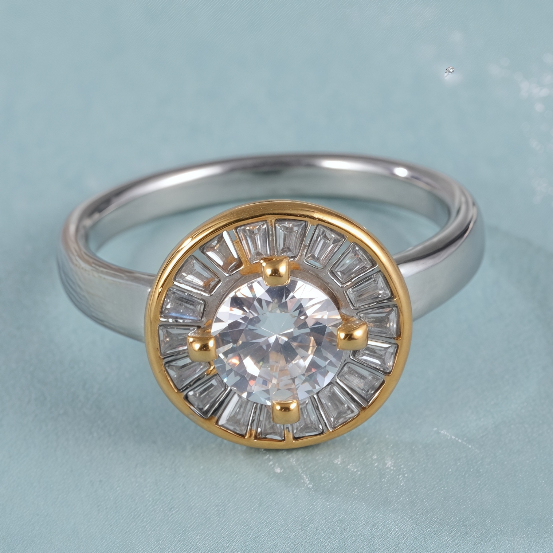 Elegant Design Round Gemstone Stainless Steel Women's Ring丨PL34G-JinBaoJewerly