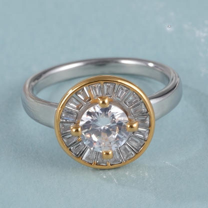 Elegant Design Round Gemstone Stainless Steel Women's Ring丨PL34G-JinBaoJewerly