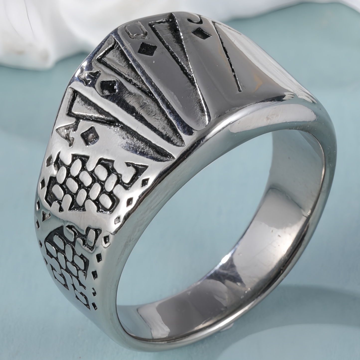 Modern Creative Playing Card Design Stainless Steel Men's Ring丨G002850-JinBaoJewerly