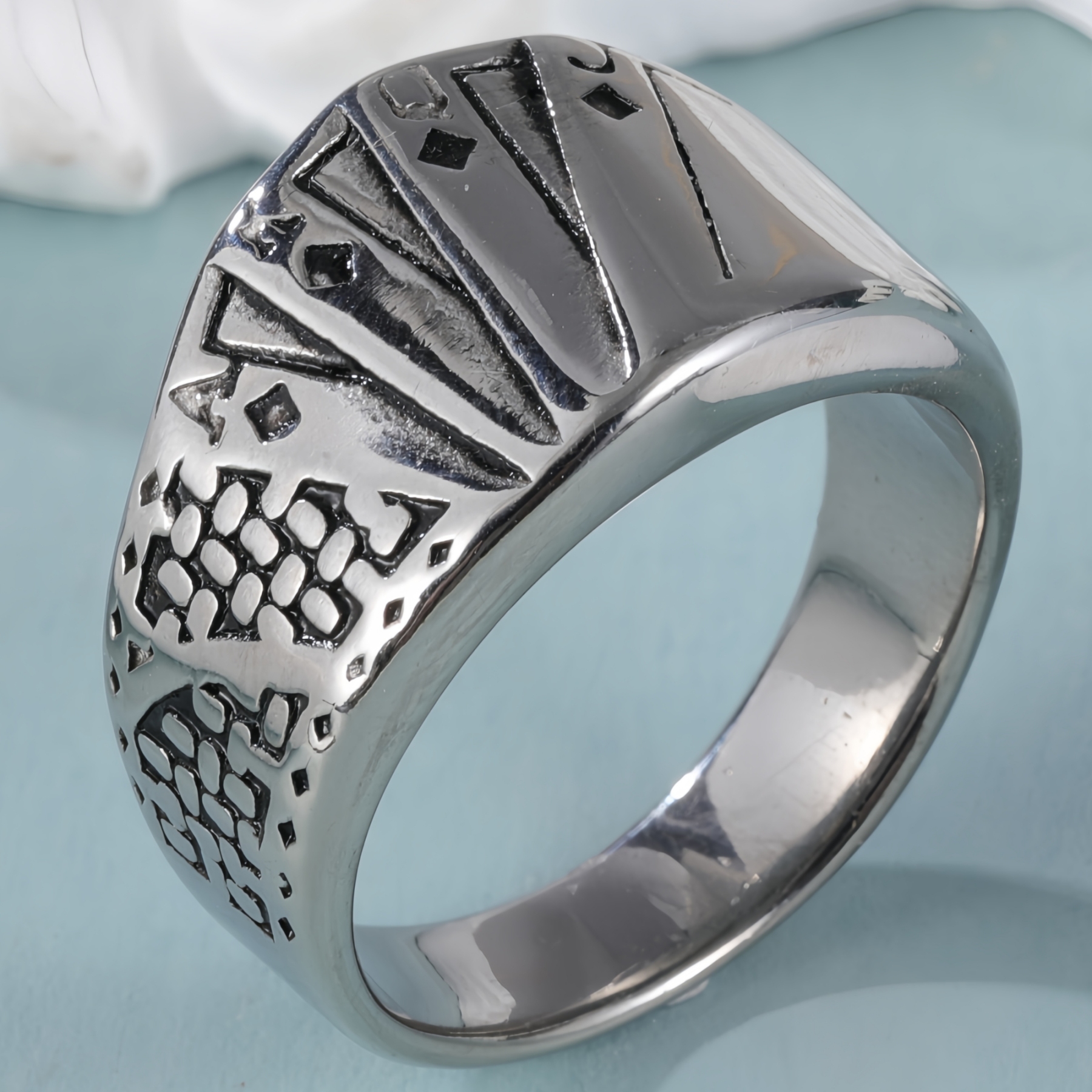 Modern Creative Playing Card Design Stainless Steel Men's Ring丨G002850-JinBaoJewerly