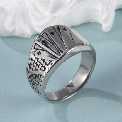 Modern Creative Playing Card Design Stainless Steel Men's Ring丨G002850-JinBaoJewerly