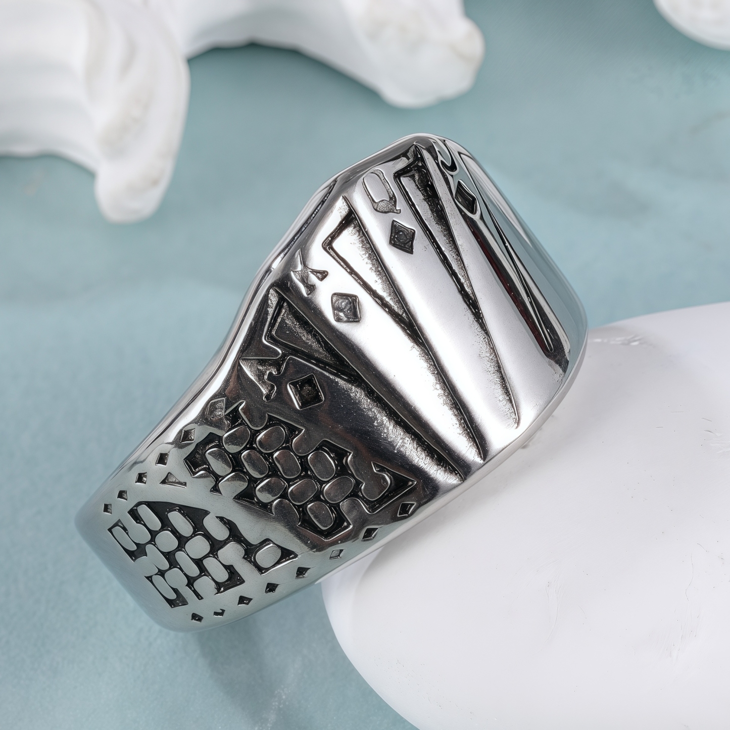 Modern Creative Playing Card Design Stainless Steel Men's Ring丨G002850-JinBaoJewerly