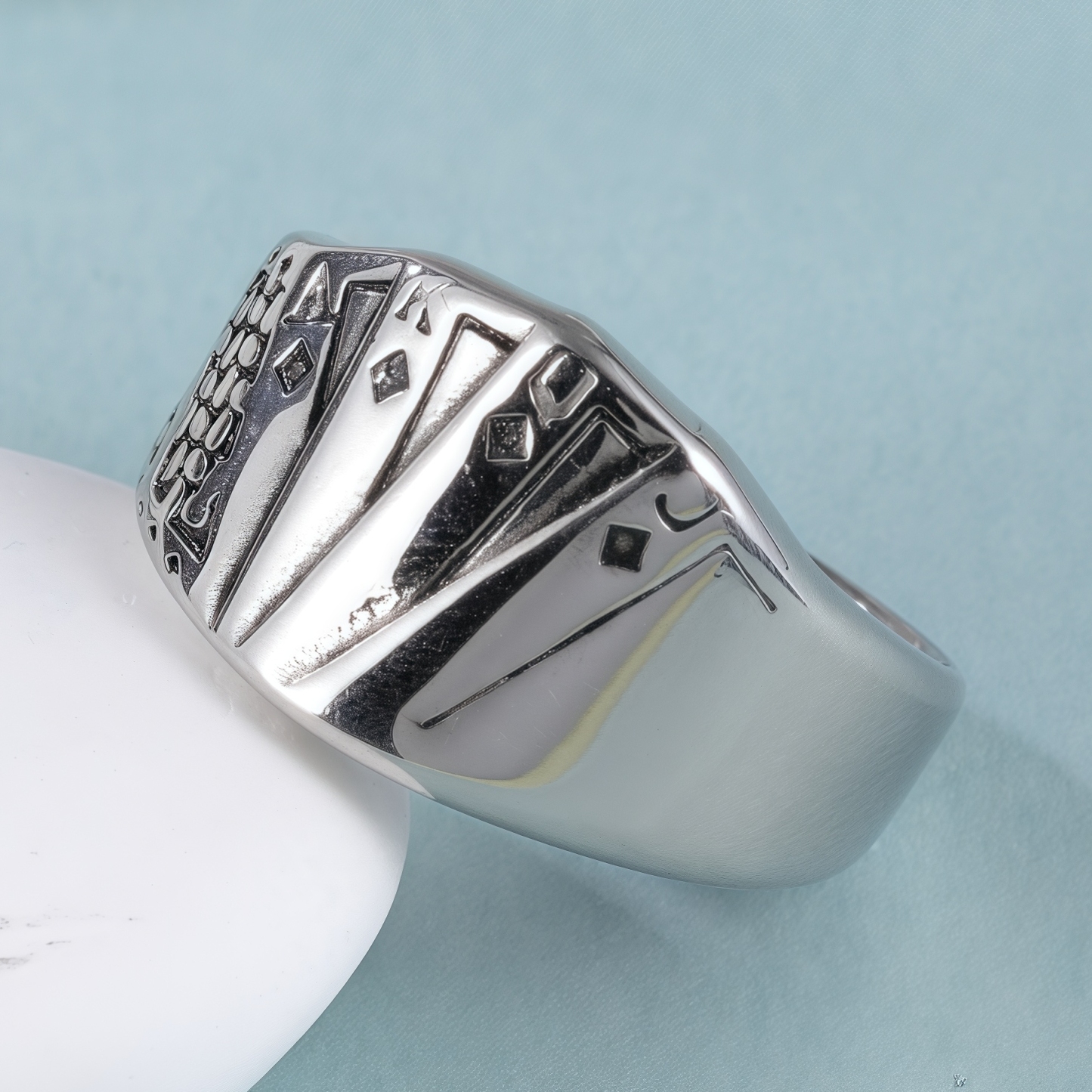 Modern Creative Playing Card Design Stainless Steel Men's Ring丨G002850-JinBaoJewerly