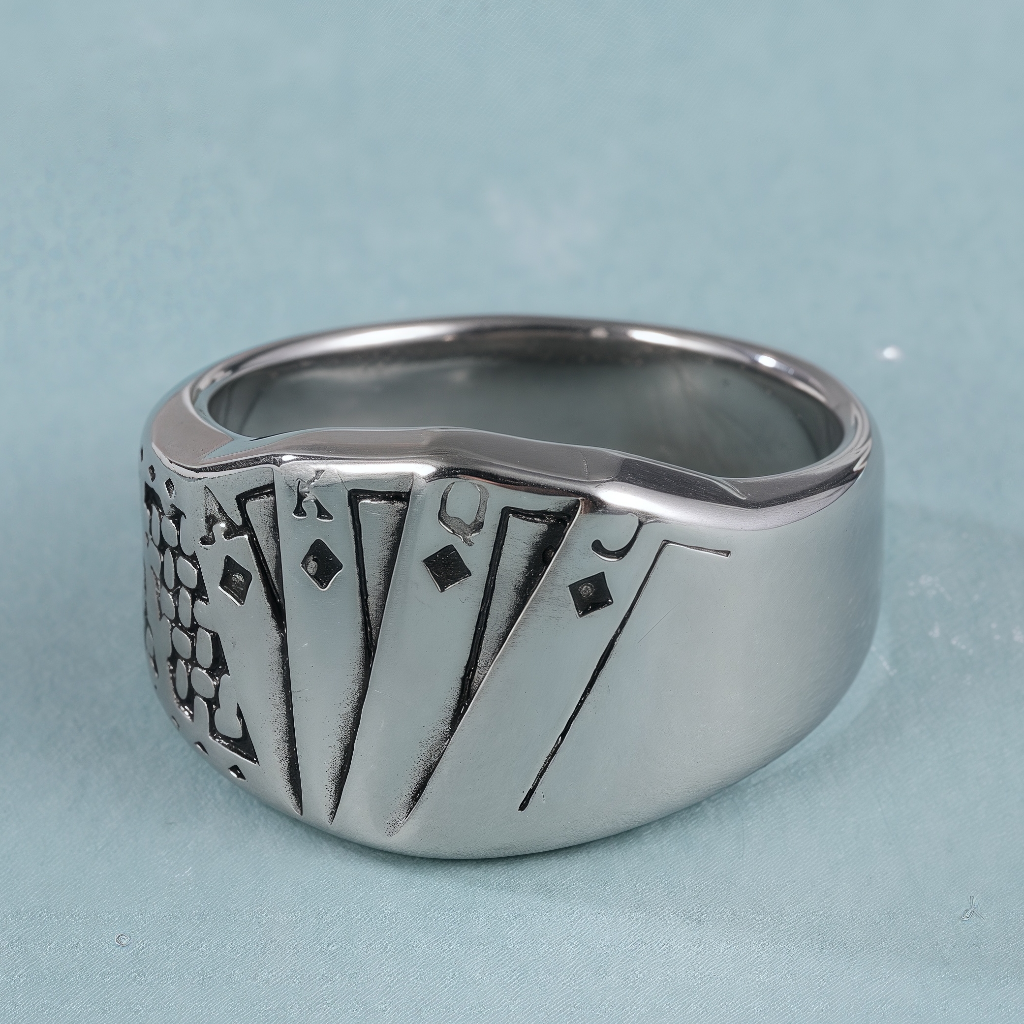 Modern Creative Playing Card Design Stainless Steel Men's Ring丨G002850-JinBaoJewerly