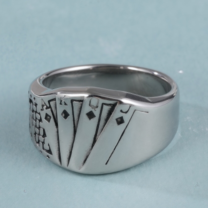 Modern Creative Playing Card Design Stainless Steel Men's Ring丨G002850-JinBaoJewerly