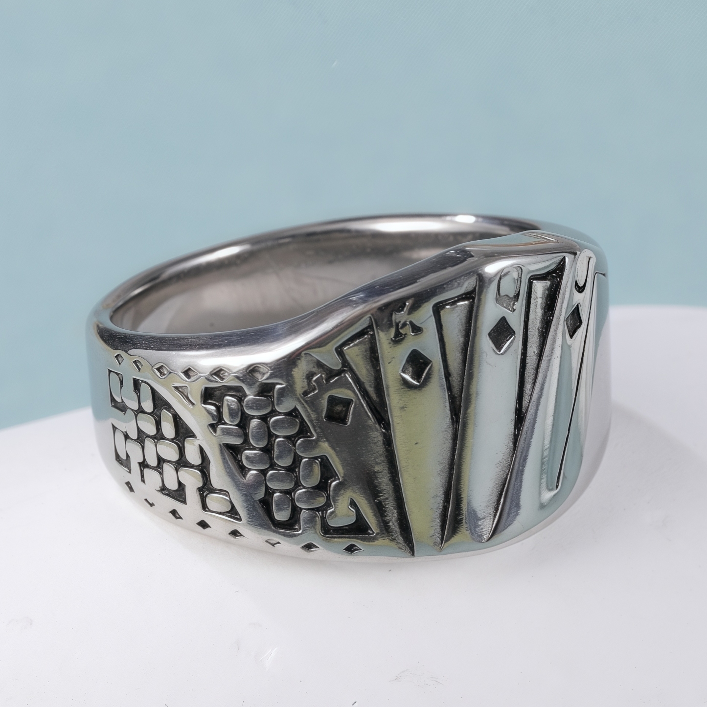 Modern Creative Playing Card Design Stainless Steel Men's Ring丨G002850-JinBaoJewerly