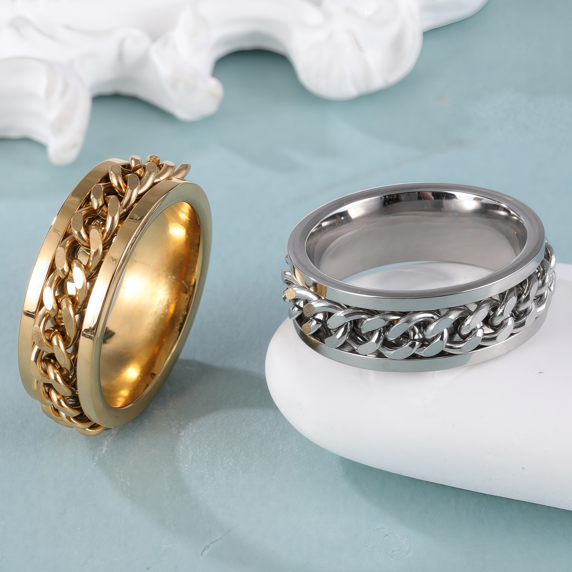 Fashionable Chain Pattern Unisex Stainless Steel Ring丨C0732-JinBaoJewerly