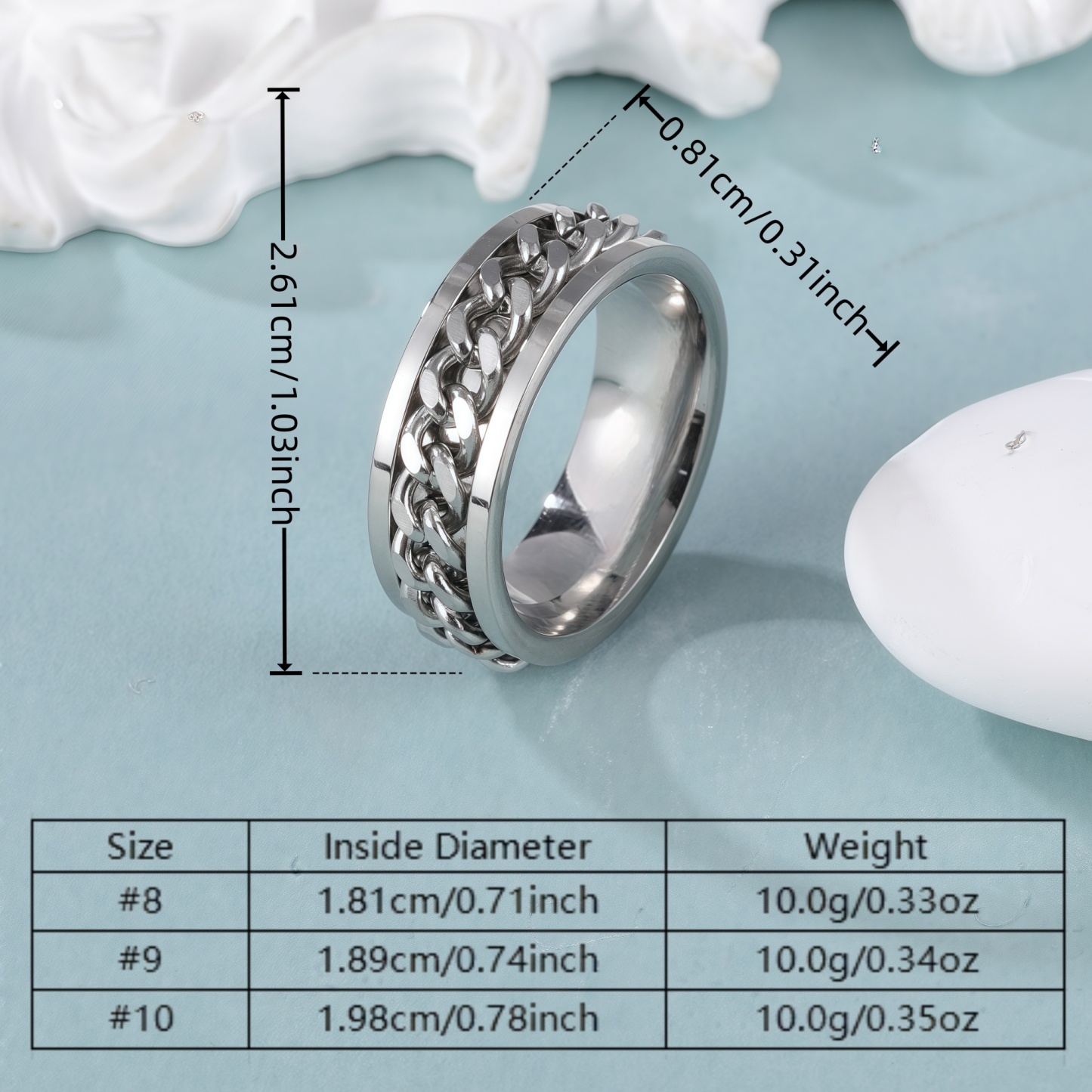 Fashionable Chain Pattern Unisex Stainless Steel Ring丨C0732-JinBaoJewerly