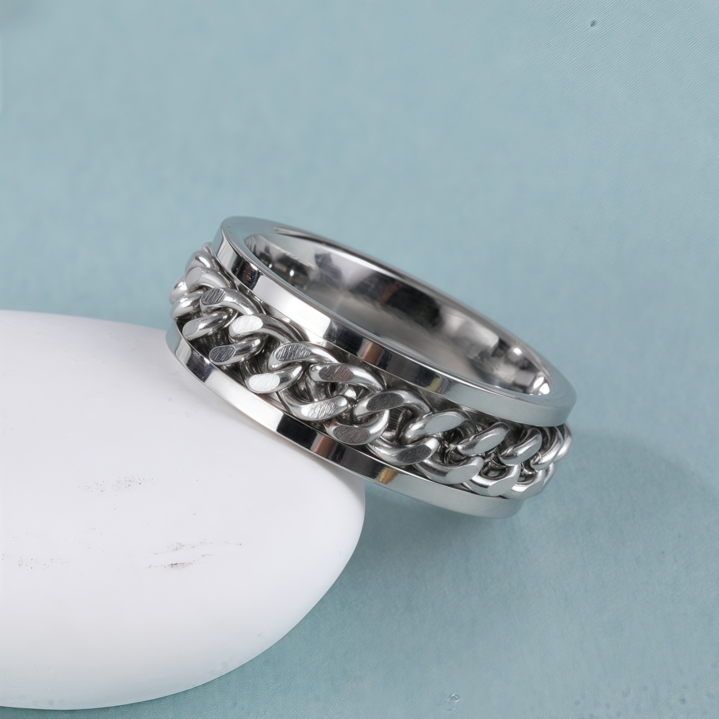 Fashionable Chain Pattern Unisex Stainless Steel Ring丨C0732-JinBaoJewerly