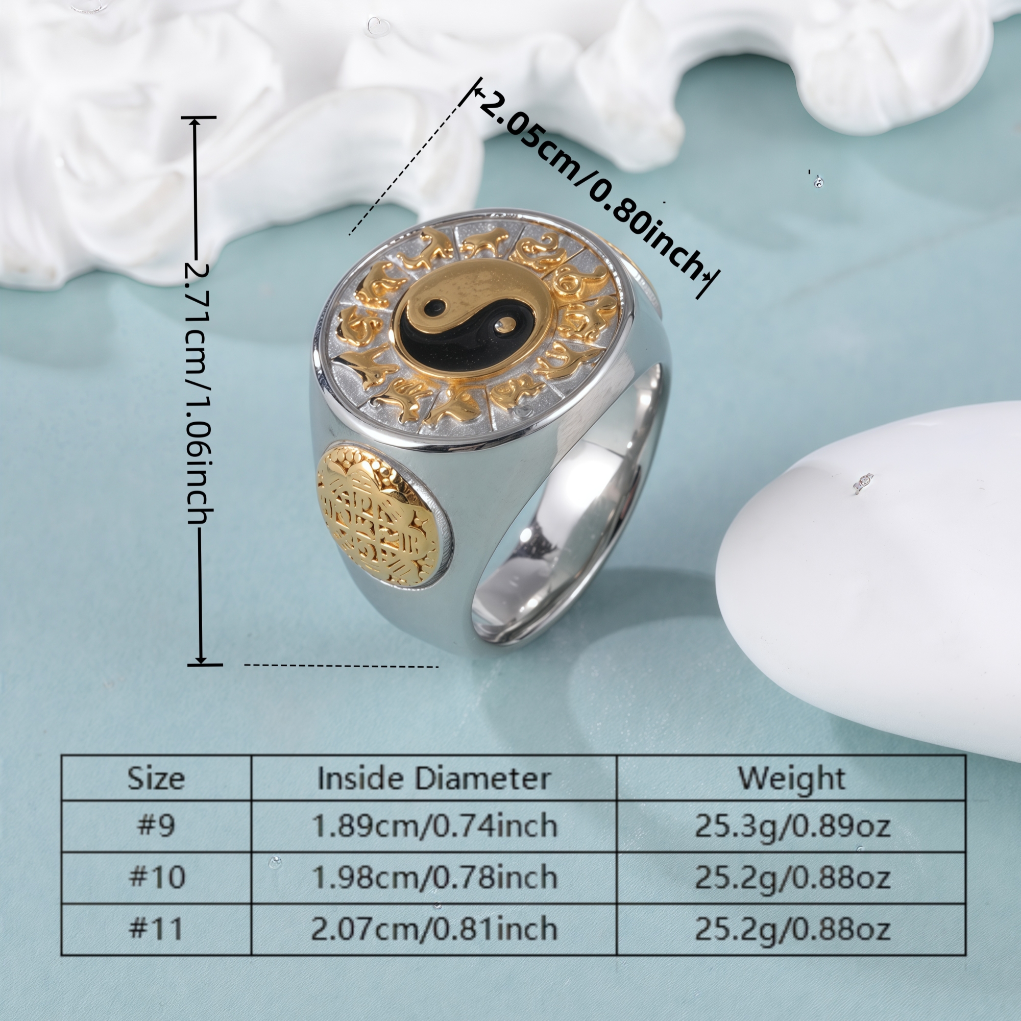 China Style Yin-Yang Tai Chi Design Stainless Steel Men's Ring丨A742J-JinBaoJewerly