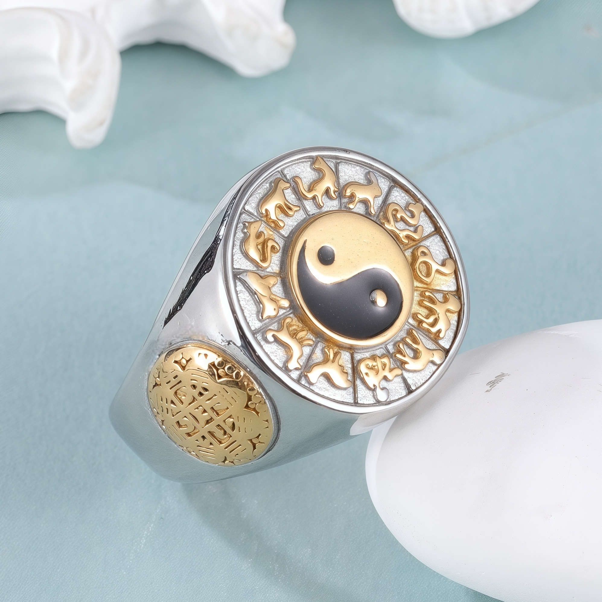 China Style Yin-Yang Tai Chi Design Stainless Steel Men's Ring丨A742J-JinBaoJewerly