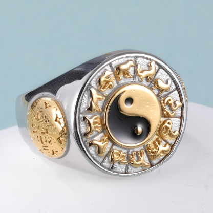 China Style Yin-Yang Tai Chi Design Stainless Steel Men's Ring丨A742J-JinBaoJewerly