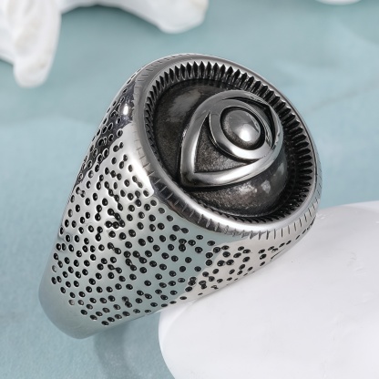 Unique Eye Design Punk Black Stainless Steel Men's Ring丨G00554G-JinBaoJewerly