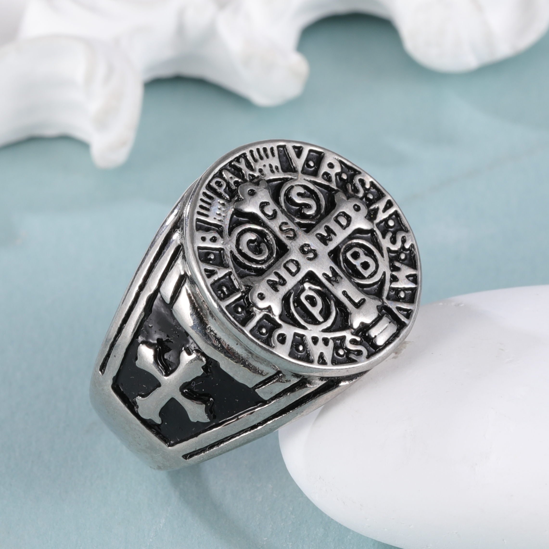Vintage Religious Style Saint Paul Cross Stainless Steel Man Ring丨DZ879-JinBaoJewerly