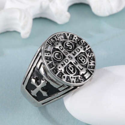 Vintage Religious Style Saint Paul Cross Stainless Steel Man Ring丨DZ879-JinBaoJewerly