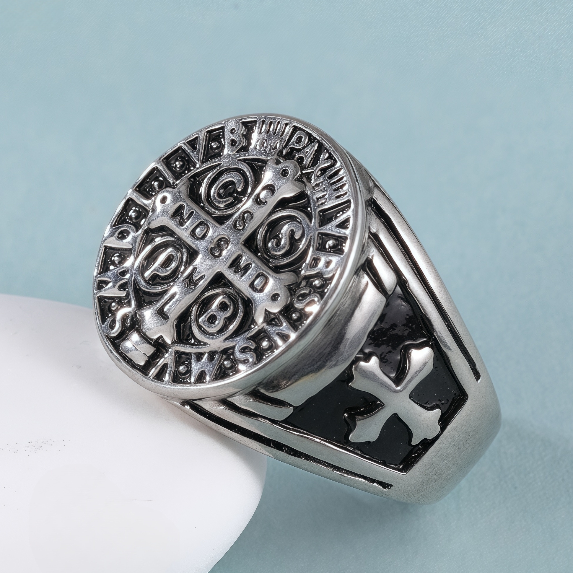 Vintage Religious Style Saint Paul Cross Stainless Steel Man Ring丨DZ879-JinBaoJewerly