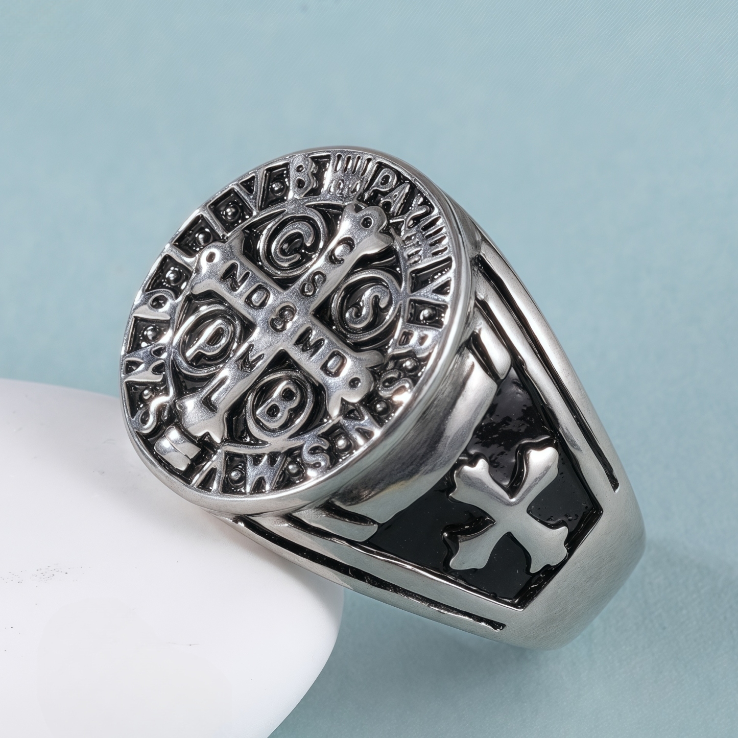 Vintage Religious Style Saint Paul Cross Stainless Steel Man Ring丨DZ879-JinBaoJewerly