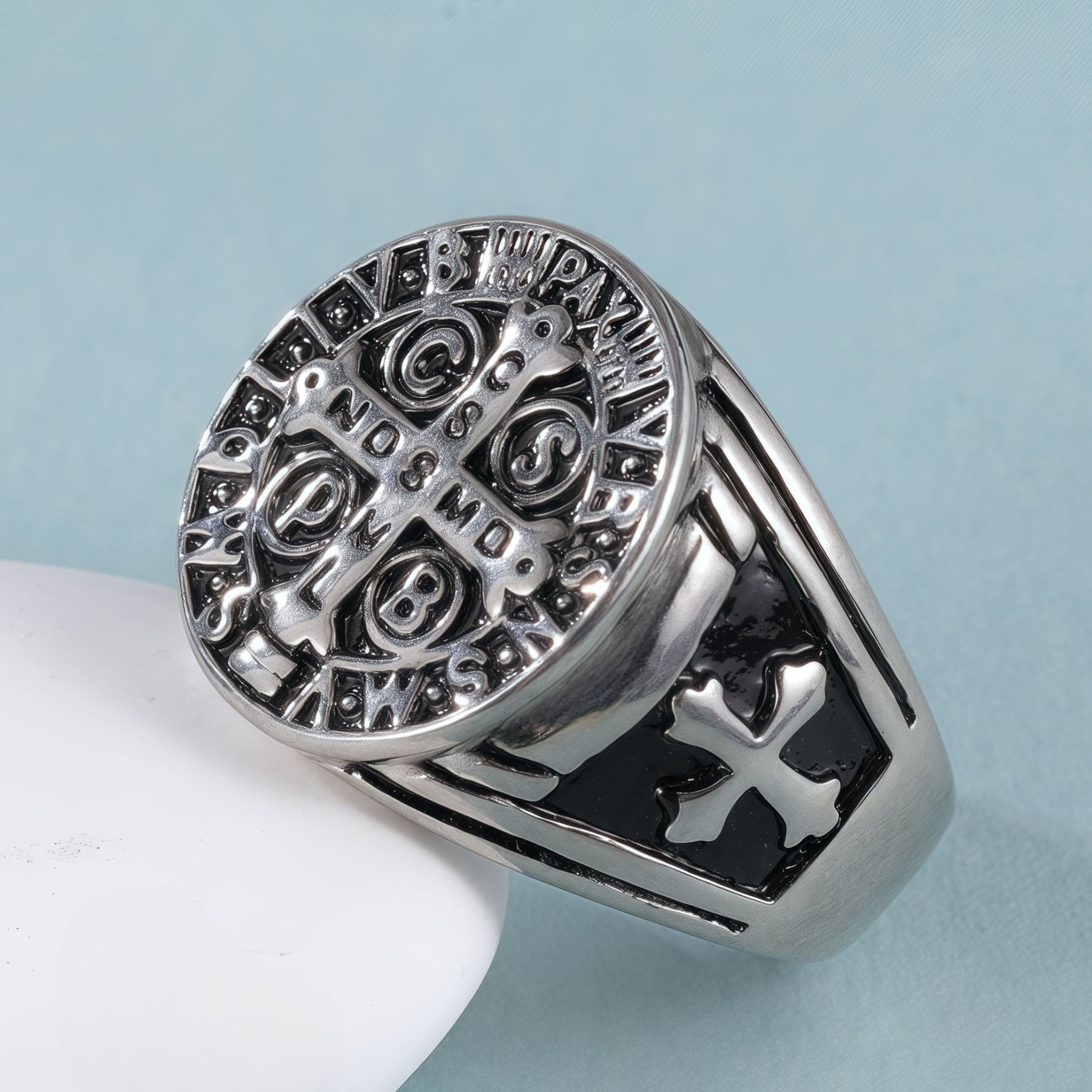 Vintage Religious Style Saint Paul Cross Stainless Steel Man Ring丨DZ879-JinBaoJewerly