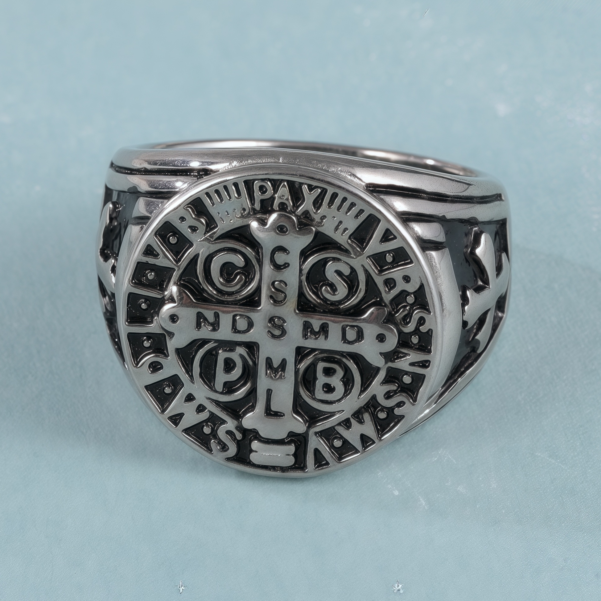 Vintage Religious Style Saint Paul Cross Stainless Steel Man Ring丨DZ879-JinBaoJewerly
