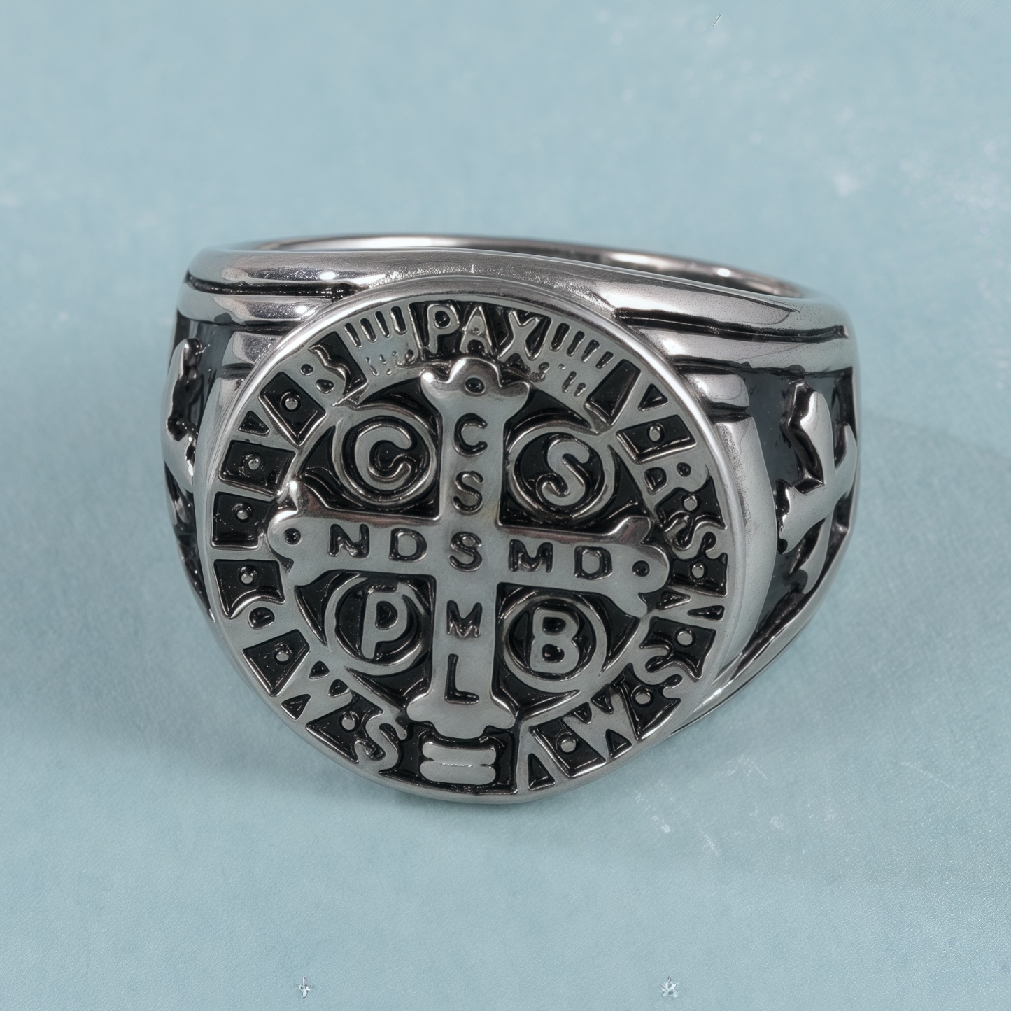 Vintage Religious Style Saint Paul Cross Stainless Steel Man Ring丨DZ879-JinBaoJewerly