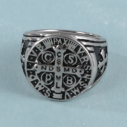 Vintage Religious Style Saint Paul Cross Stainless Steel Man Ring丨DZ879-JinBaoJewerly