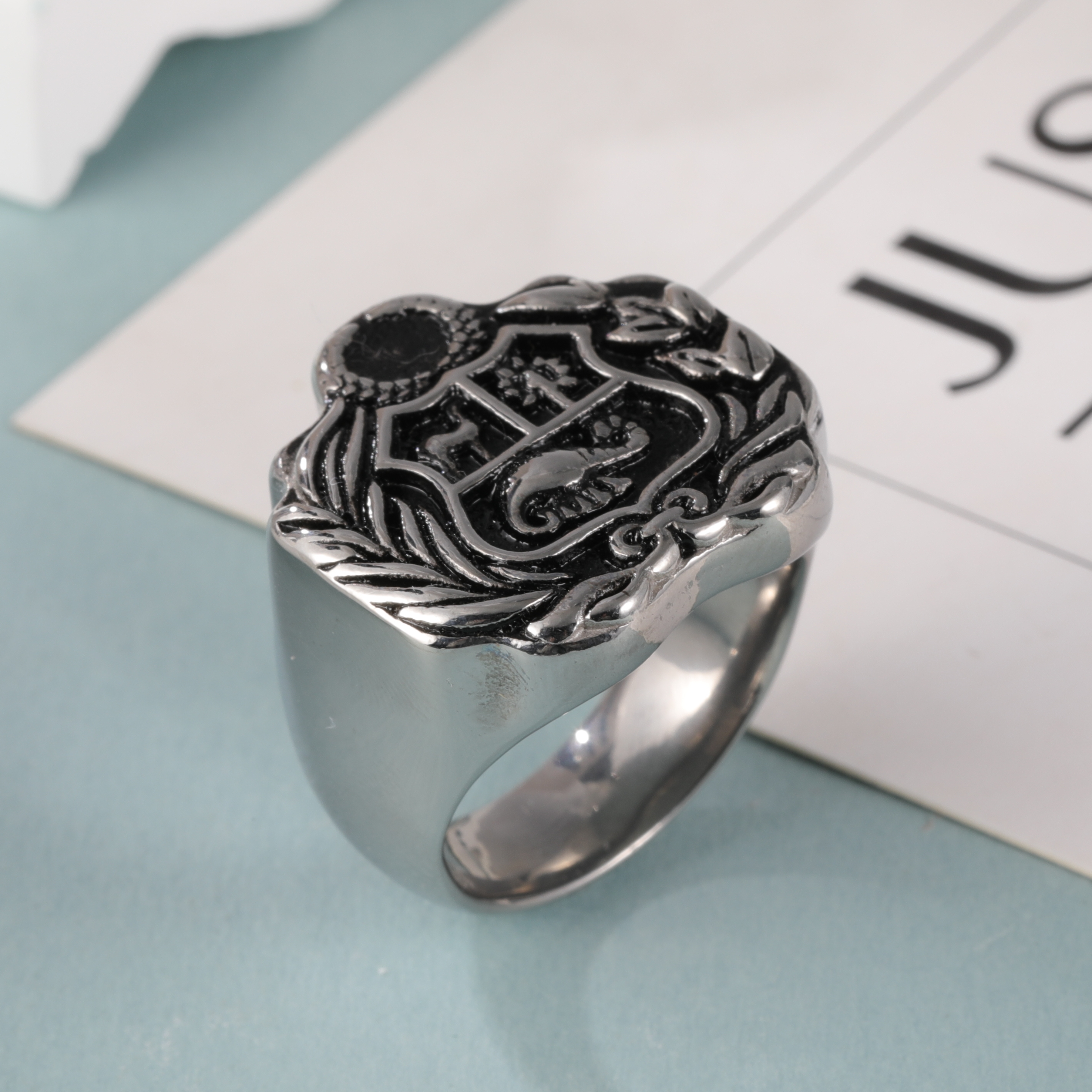 Vintage Family Crest Stainless Steel Men's Ring丨G002926-JinBaoJewerly