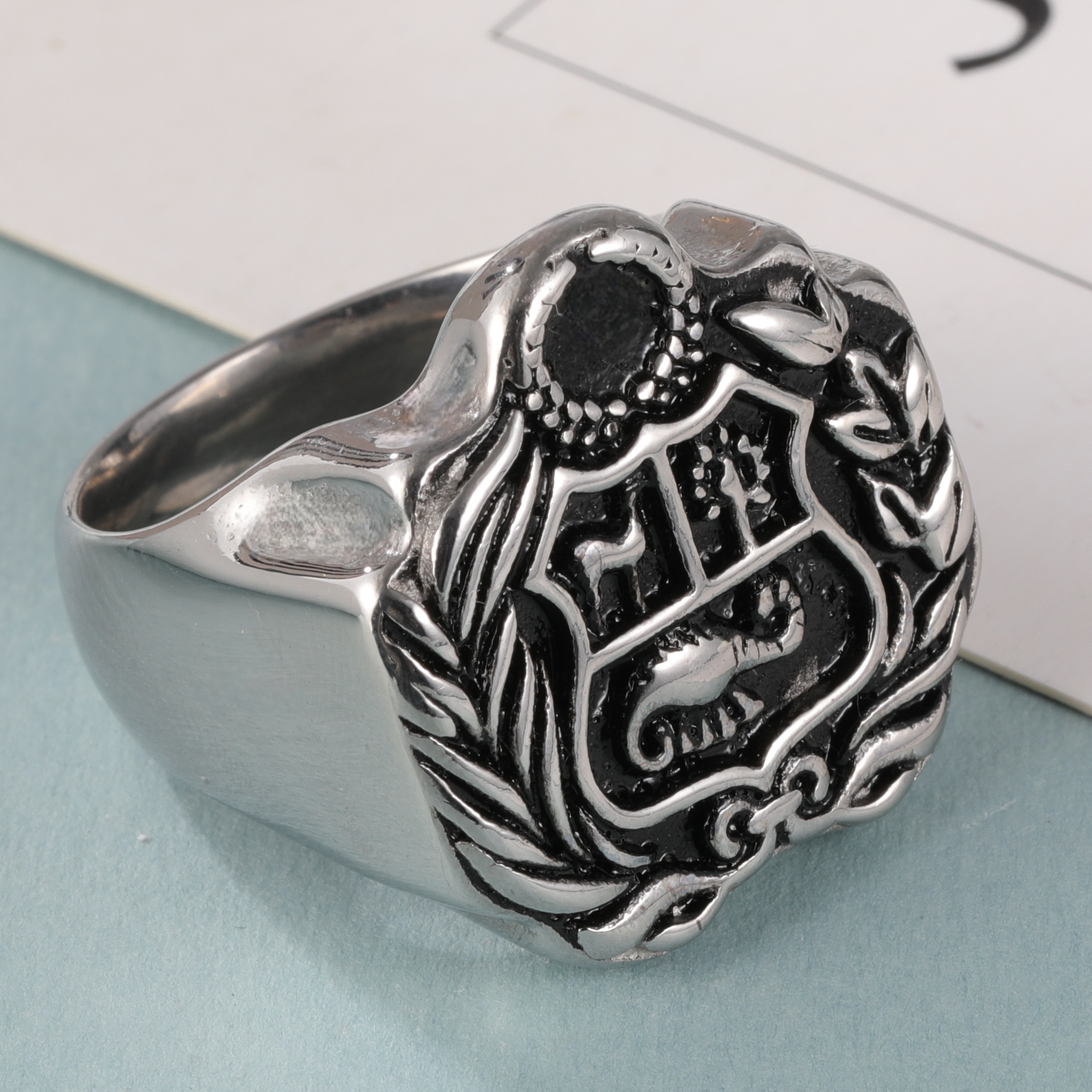 Vintage Family Crest Stainless Steel Men's Ring丨G002926-JinBaoJewerly
