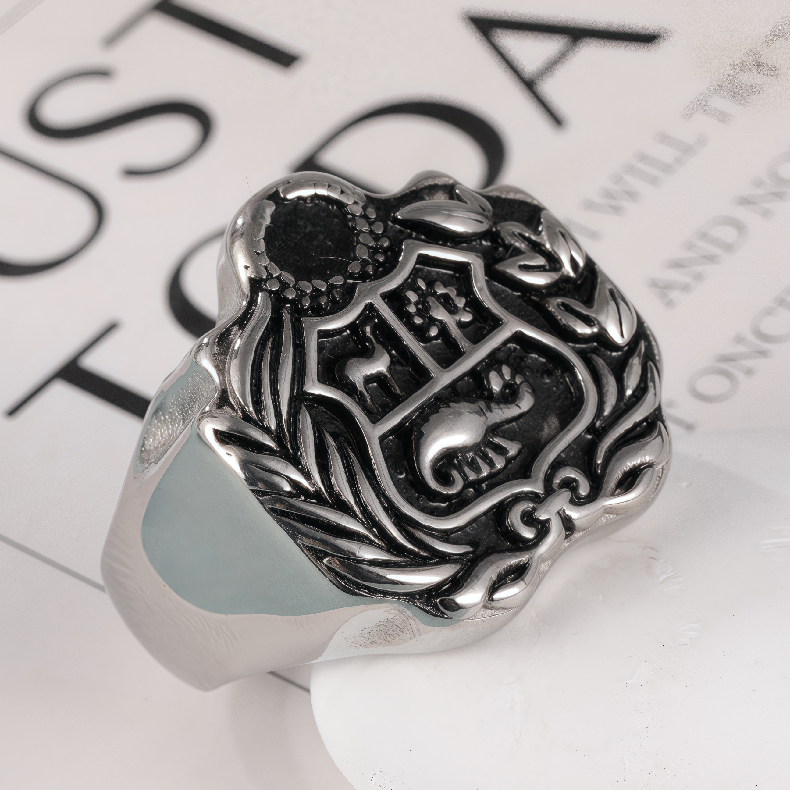 Vintage Family Crest Stainless Steel Men's Ring丨G002926-JinBaoJewerly