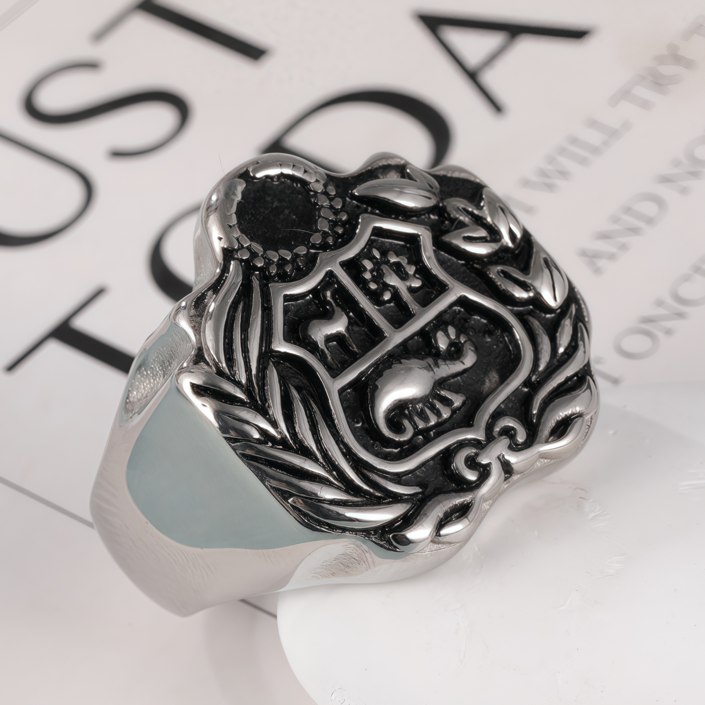 Vintage Family Crest Stainless Steel Men's Ring丨G002926-JinBaoJewerly