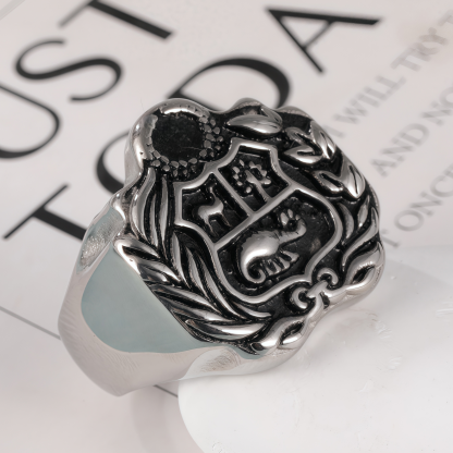 Vintage Family Crest Stainless Steel Men's Ring丨G002926-JinBaoJewerly