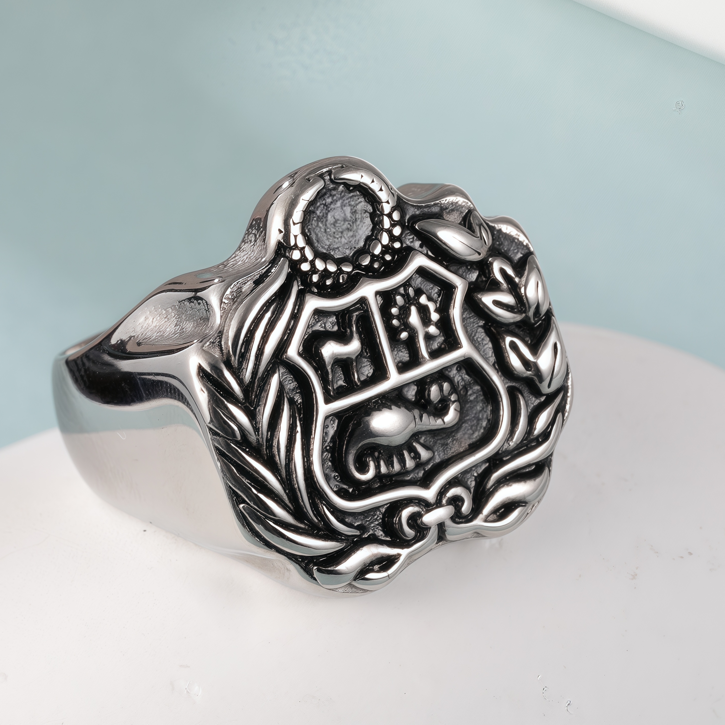 Vintage Family Crest Stainless Steel Men's Ring丨G002926-JinBaoJewerly