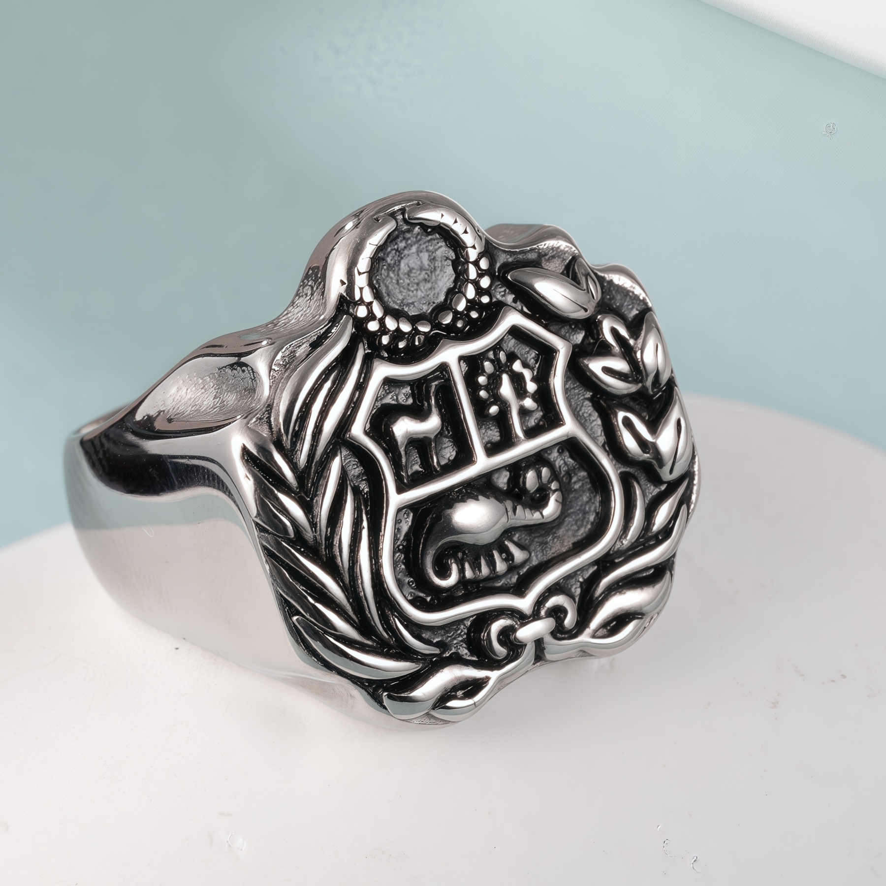 Vintage Family Crest Stainless Steel Men's Ring丨G002926-JinBaoJewerly