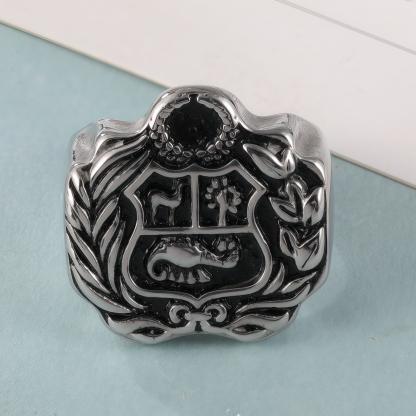 Vintage Family Crest Stainless Steel Men's Ring丨G002926-JinBaoJewerly