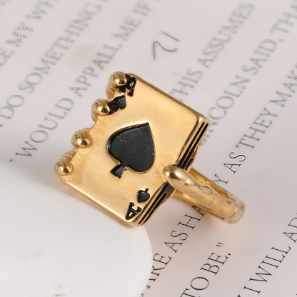 Fashionable Unique Skull Holding Playing Cards Stainless Steel Men's Ring丨G003770-JinBaoJewerly