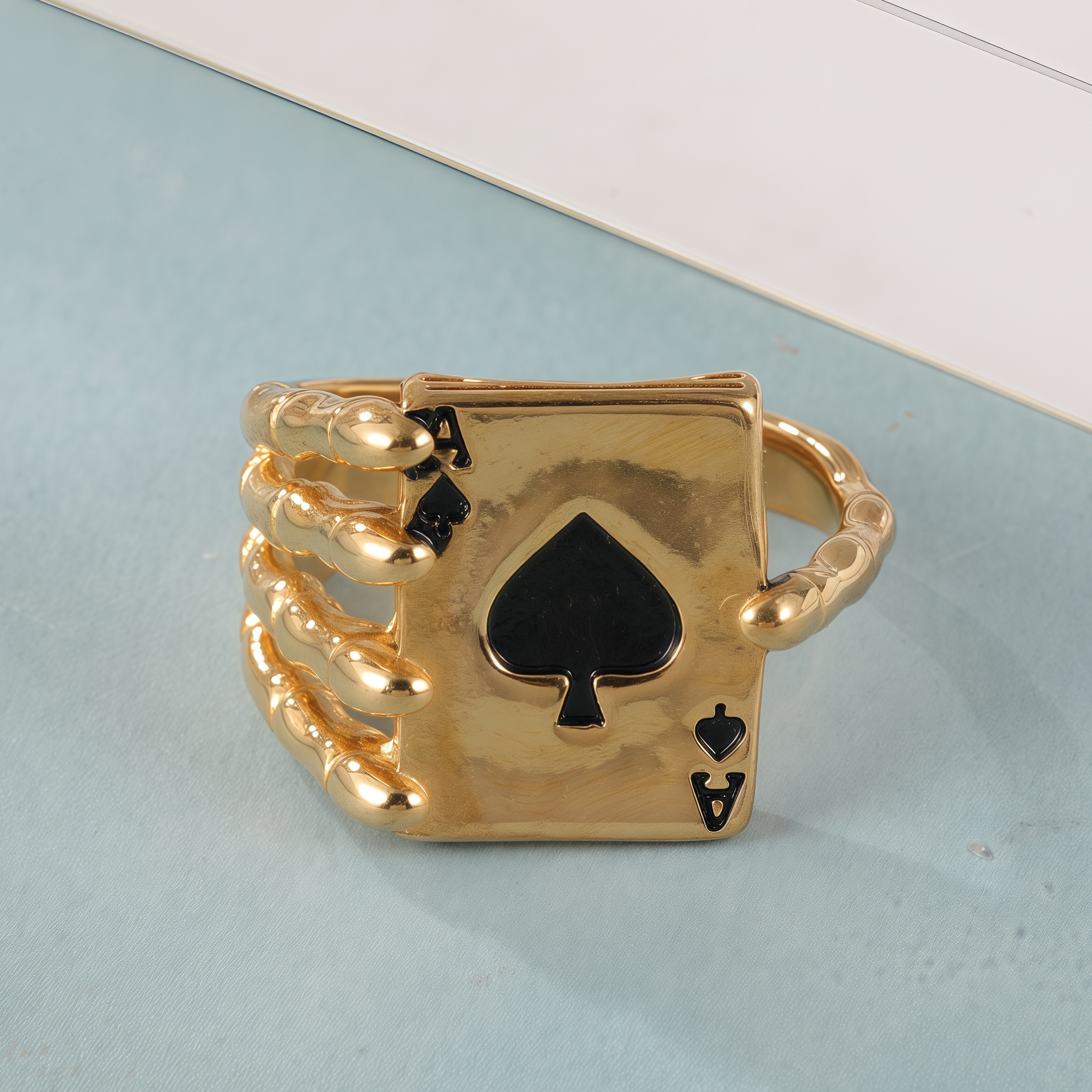 Fashionable Unique Skull Holding Playing Cards Stainless Steel Men's Ring丨G003770-JinBaoJewerly