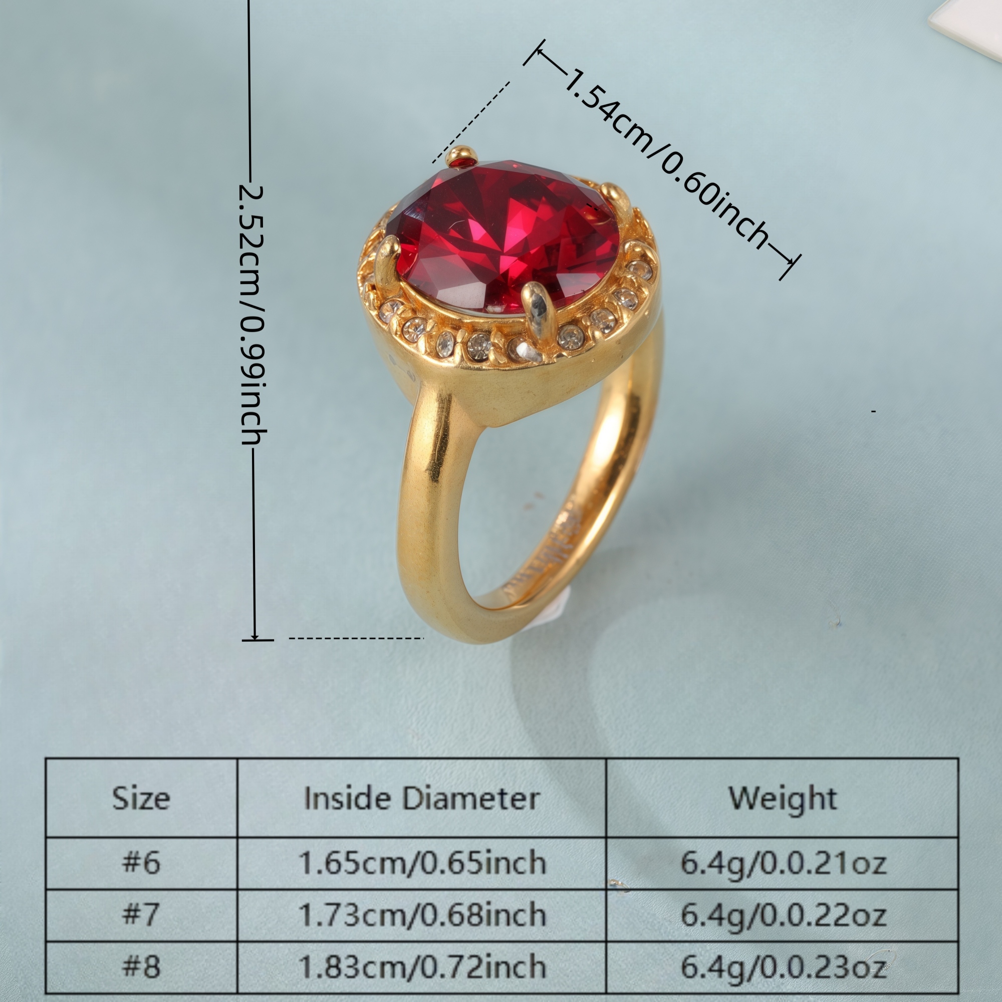 Elegant Gold Diamond-Encrusted Gemstones Stainless Steel Women's Ring丨PL50J-JinBaoJewerly