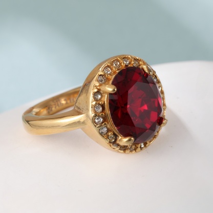 Elegant Gold Diamond-Encrusted Gemstones Stainless Steel Women's Ring丨PL50J-JinBaoJewerly