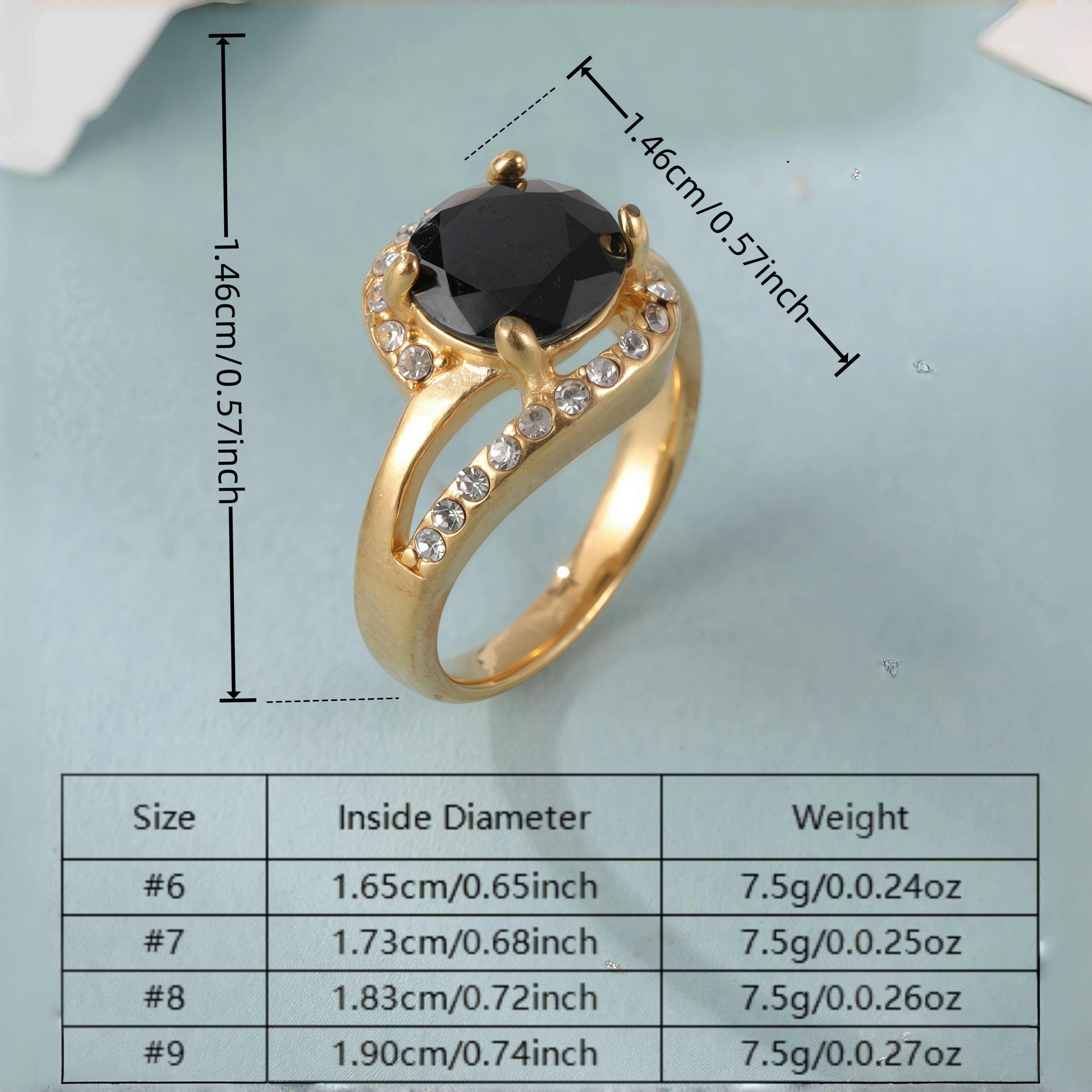 Elegant Gold Diamond-Encrusted Gemstones Stainless Steel Women's Ring丨PL122J-JinBaoJewerly