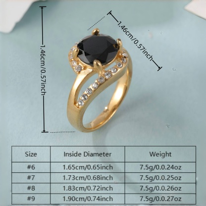 Elegant Gold Diamond-Encrusted Gemstones Stainless Steel Women's Ring丨PL122J-JinBaoJewerly